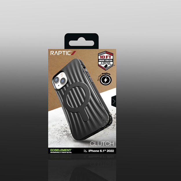 X-Doria Raptic Clutch MagSafe – biologiškai suyrantis dėklas, skirtas iPhone 14 (ištirtas kritimo metu 3 m) (juodas) 21