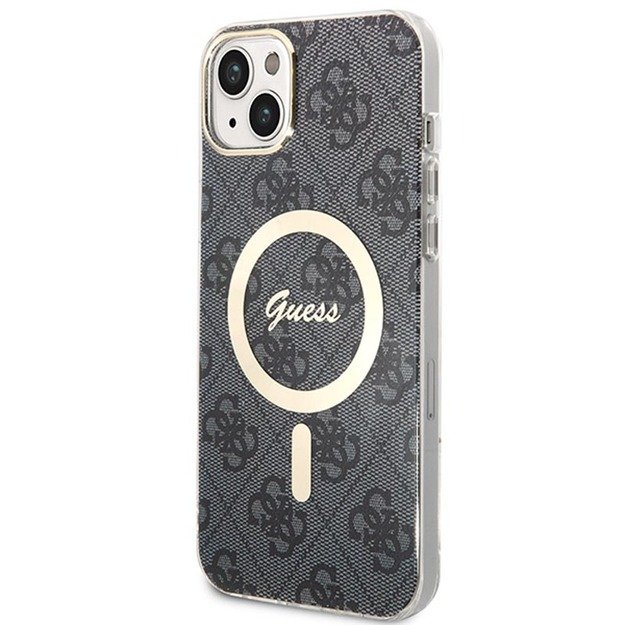 Guess Bundle Pack MagSafe 4G – iPhone 14 Plus dėklo rinkinys + MagSafe įkroviklis (juodas / auksinis) 6