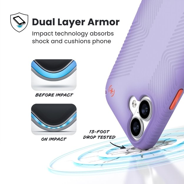 Speck Presidio Lux Grip MagSafe - iPhone 17 Case (Purple Fade/Magic Purple/New Poppy) 2