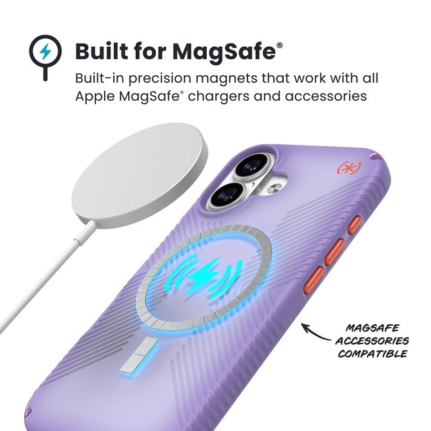 Speck Presidio Lux Grip MagSafe - iPhone 17 Case (Purple Fade/Magic Purple/New Poppy) 5