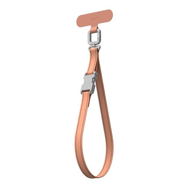 Moshi 2-in-1 Wrist & Body Strap with Adapter - Eco Leather Phone Lanyard (Misty Coral) 2