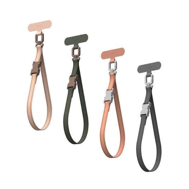 Moshi 2-in-1 Wrist & Body Strap with Adapter - Eco Leather Phone Lanyard (Misty Coral) 15