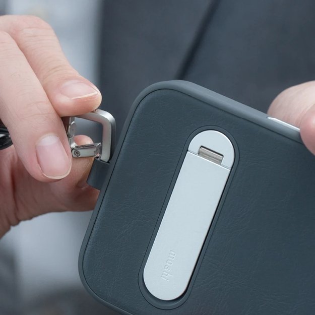 Moshi 2-in-1 Wrist & Body Strap with Adapter - Eco Leather Phone Lanyard (Misty Coral) 5