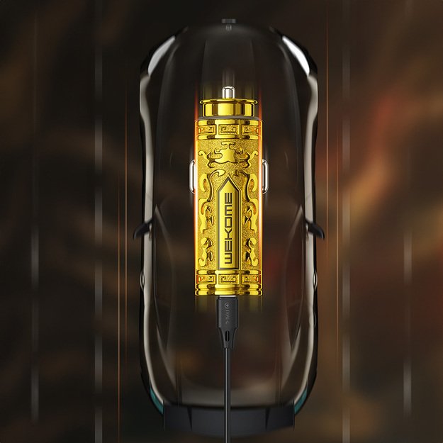 WEKOME WP-C37 Sakin serija – USB-C ir USB-A greito įkrovimo PD 20 W automobilinis įkroviklis (auksinis) 5