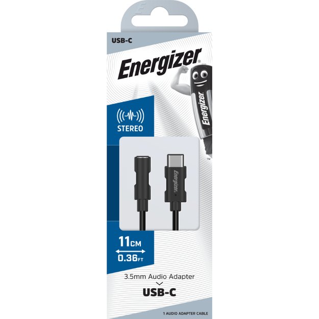 Energizer Ultimate – USB-C iki 3,5 mm lizdo garso adapteris 11 cm (juodas)