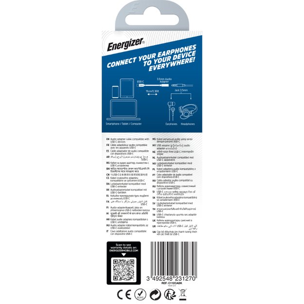 Energizer Ultimate – USB-C iki 3,5 mm lizdo garso adapteris 11 cm (juodas) 10