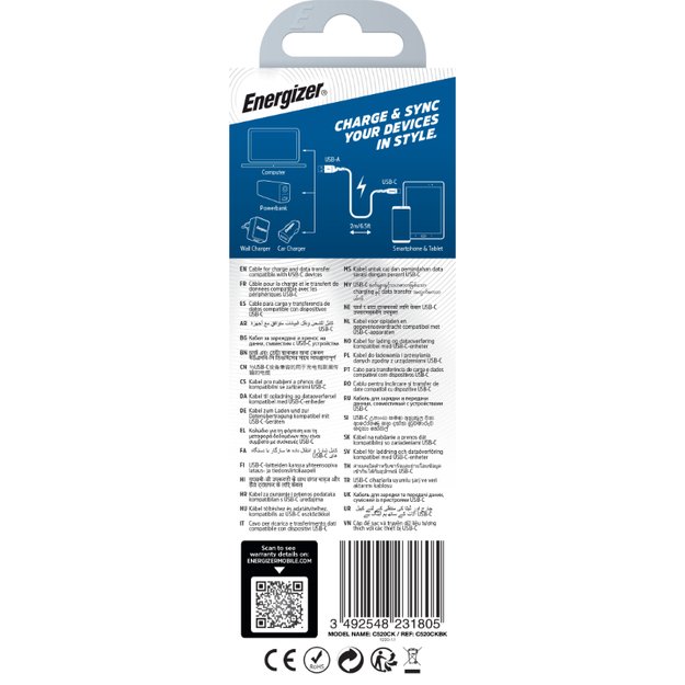 Energizer Ultimate – USB-A į USB-C jungiamasis laidas 2 m (juodas) 7