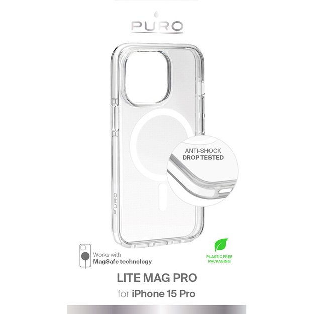 PURO LITEMAG PRO – dėklas, skirtas iPhone 15 Pro MagSafe (skaidrus) 4