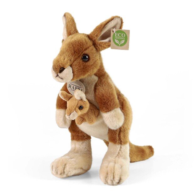 Plush kangaroo with cub 27cm ECO-FRIENDLY