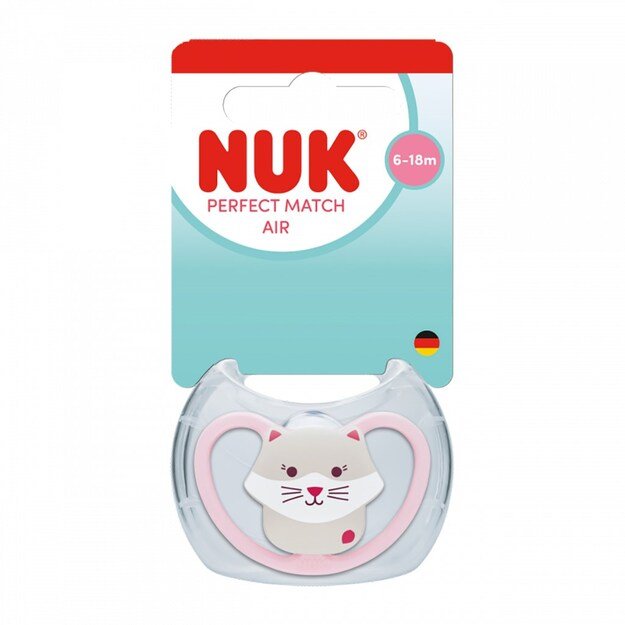 NUK Perfect Match Air CAT pacifier 6-18m 1pc box, 6-18 m 1