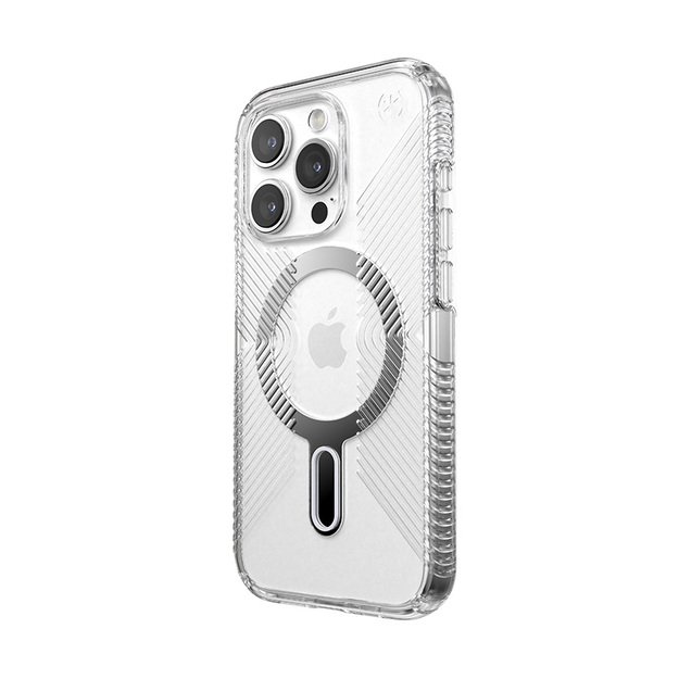 Speck Presidio Perfect-Clear Grip ClickLock & Magsafe – dėklas, skirtas iPhone 15 Pro (skaidrus / chromo apdaila / ramus sidabras) 7