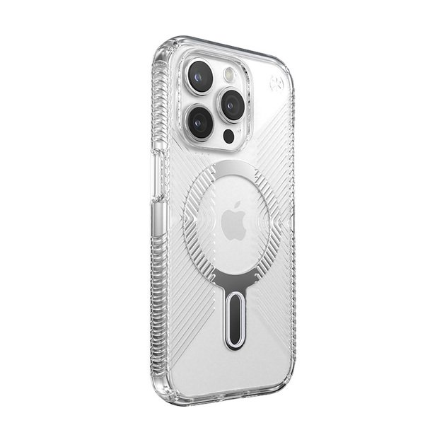 Speck Presidio Perfect-Clear Grip ClickLock & Magsafe – dėklas, skirtas iPhone 15 Pro (skaidrus / chromo apdaila / ramus sidabras) 8