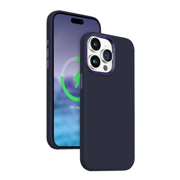 Crong Color Cover LUX Magnetic – dėklas, skirtas iPhone 15 Pro Max MagSafe (tamsiai mėlynas)