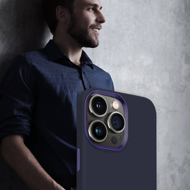 Crong Color Cover LUX Magnetic – dėklas, skirtas iPhone 15 Pro Max MagSafe (tamsiai mėlynas) 33