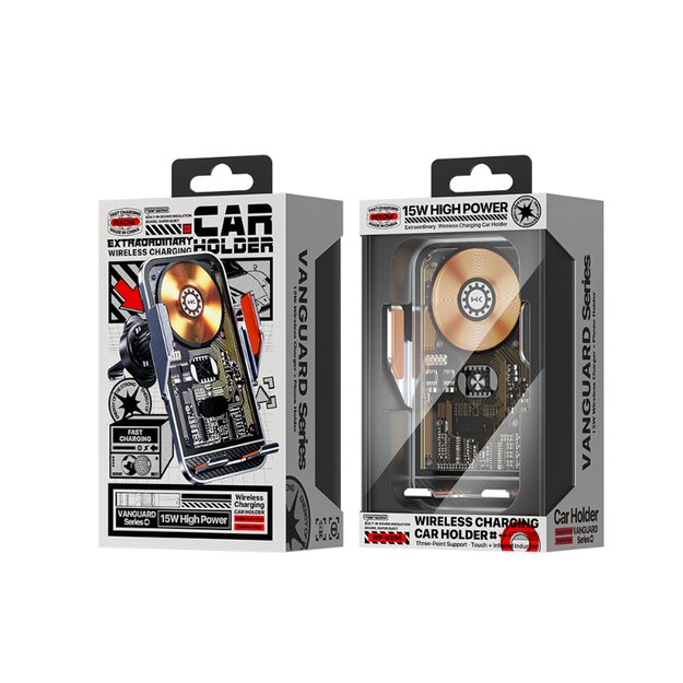 WEKOME WP-U204 Vanguard serija – automobilinis laikiklis su belaidžiu įkrovimu 15W (juodas) 10