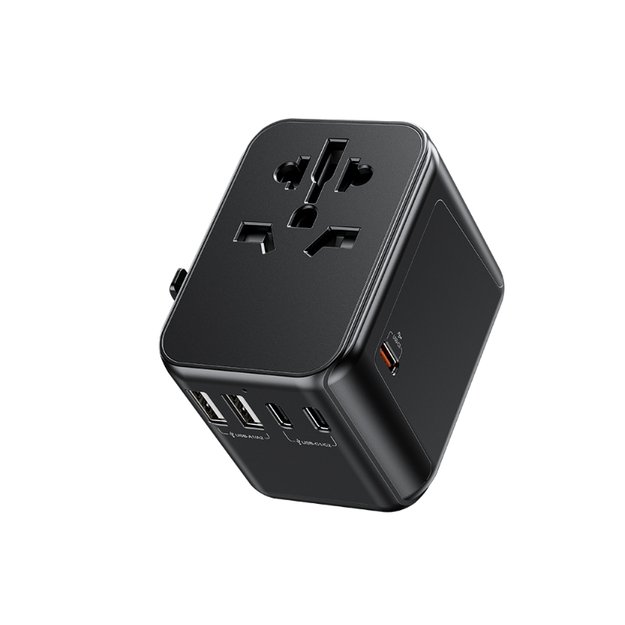 WEKOME WP-U03 Pop skaitmeninė serija – ES / JK / JAV / AU įkroviklis / kelioninis adapteris + 3x USB-C ir 2x USB-A 30W (juodas)