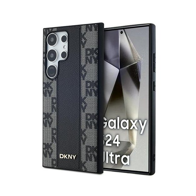 DKNY Leather Checkered Mono Pattern MagSafe - Case for Samsung Galaxy S24 Ultra (Black) 1