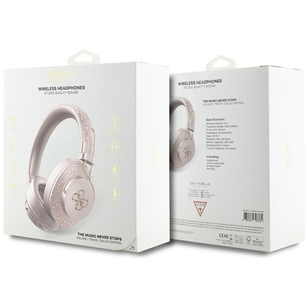Guess Metal 4G Logo - Wireless Over-Ear Bluetooth Headphones ENC (pink) 5