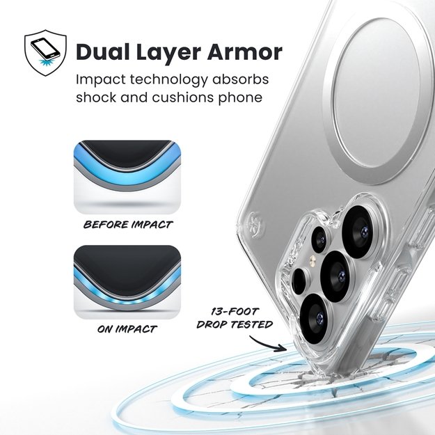 Speck Presidio Perfect-Clear Magnet - Samsung Galaxy S26 Ultra MagSafe Case (Clear/Clear/Silver) 4