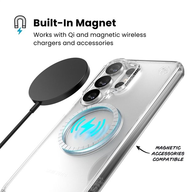 Speck Presidio Perfect-Clear Magnet - Samsung Galaxy S26 Ultra MagSafe Case (Clear/Clear/Silver) 2