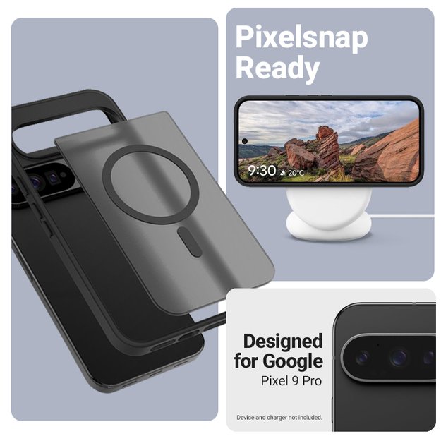 Crong Hybrid Matte Magnetic - MagSafe Case Google Pixel 9 Pro (Black) 5