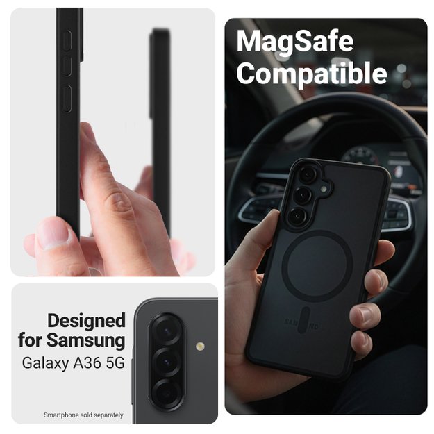 Crong Hybrid Matte Magnetic - MagSafe Case Samsung Galaxy A36 / A37 (Black) 4