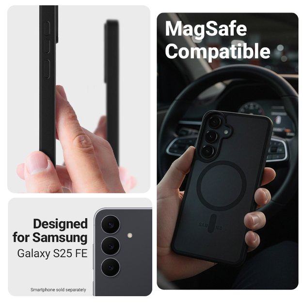 Crong Hybrid Matte Magnetic - MagSafe Case Samsung Galaxy S25 FE (Black) 4