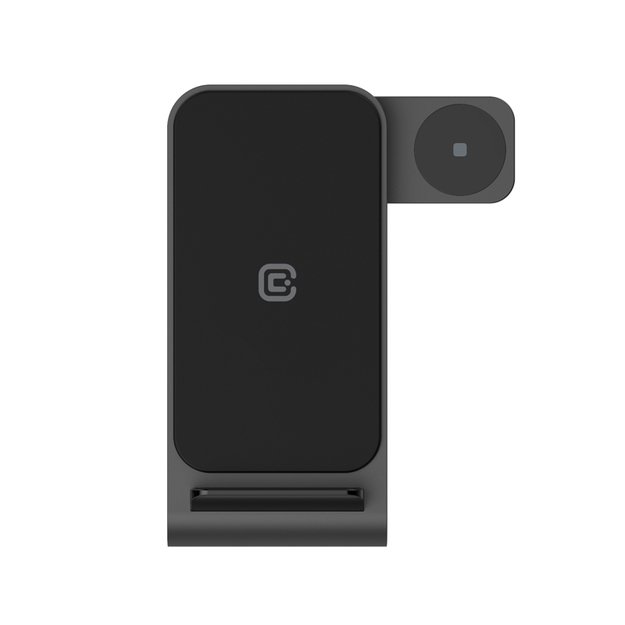 Crong PowerSpot Pivot Stand – belaidis įkroviklis trys viename, skirtas Samsung ir Android, Galaxy Watch ir TWS ausinėms (juodos) 4