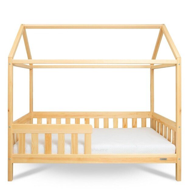 Children s house bed with guardrail and slatted frame New Baby CASTELLO 160x80 cm natural 6