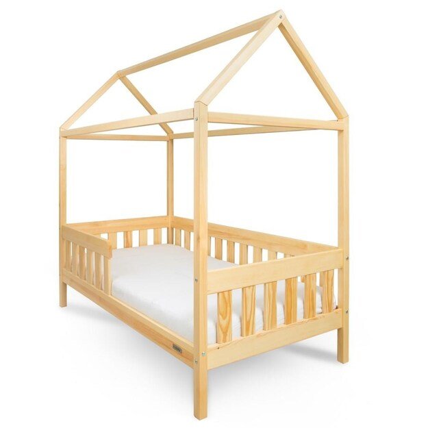 Children s house bed with guardrail and slatted frame New Baby CASTELLO 160x80 cm natural 5