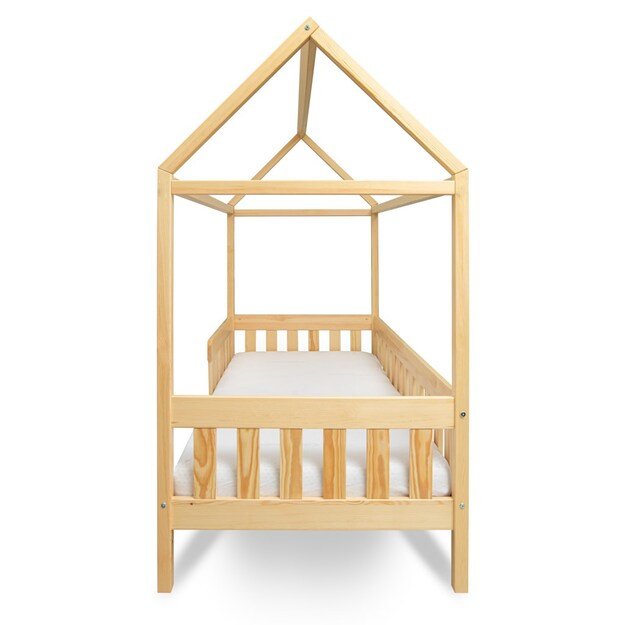Children s house bed with guardrail and slatted frame New Baby CASTELLO 160x80 cm natural 9