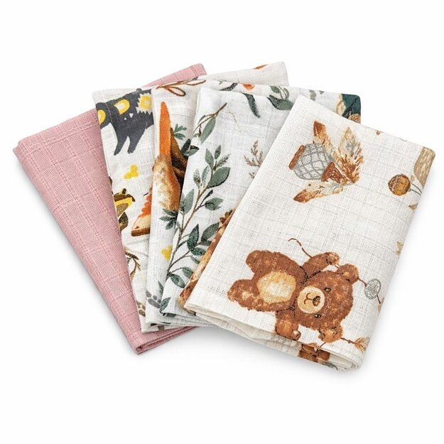 Cotton nappies with print NEW BABY 60x80 cm STANDARD GIRL 5 pcs