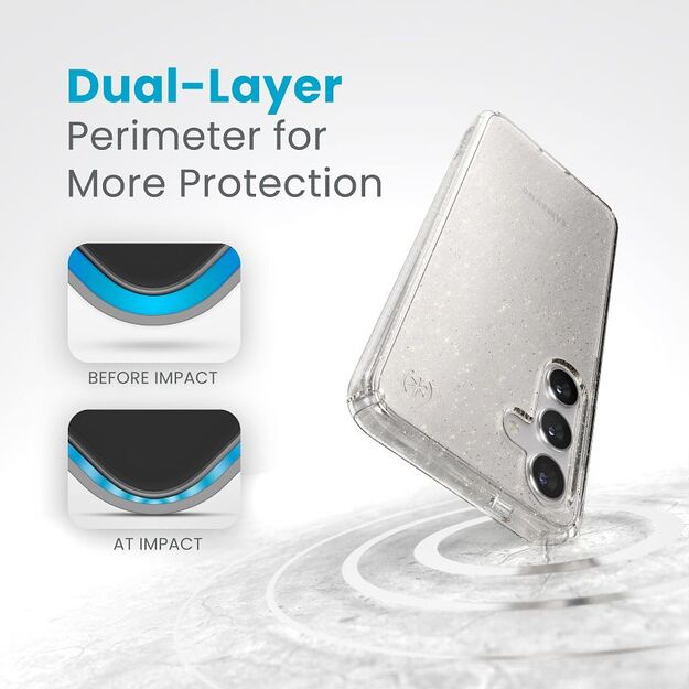 Speck Presidio Lux Glitter – dėklas, skirtas Samsung Galaxy S24 (Clear / Gold Glitter) 17