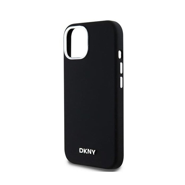 DKNY skysto silikono mažas metalinis logotipas MagSafe – dėklas, skirtas iPhone 15 Plus / 14 Plus (juodas)