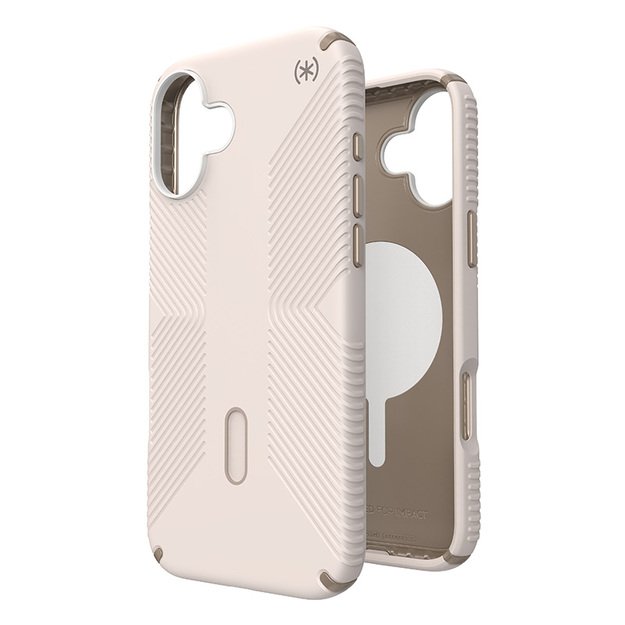 Speck Presidio2 Grip ClickLock & MagSafe – dėklas, skirtas iPhone 16 Plus (balintas kaulas / Heirloom Gold / Hazel Brown)