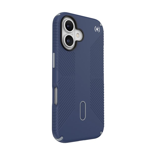 Speck Presidio2 Grip ClickLock & MagSafe – dėklas, skirtas iPhone 16 (pakrantės mėlyna / dulkių pilka / balta) 38