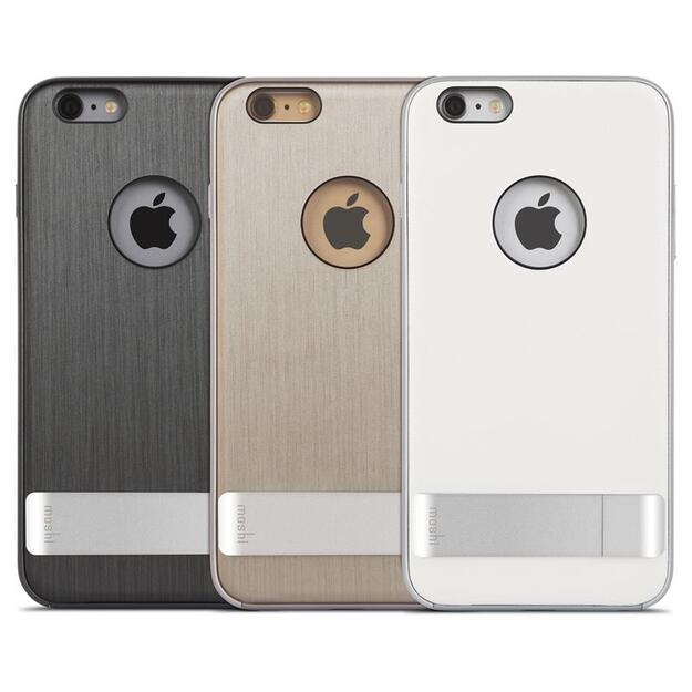 „Moshi iGlaze Kameleon“ – „Hardshell“ dėklas su stovu, skirtas „iPhone 6s Plus“ / „iPhone 6 Plus“ (plieno juodas)