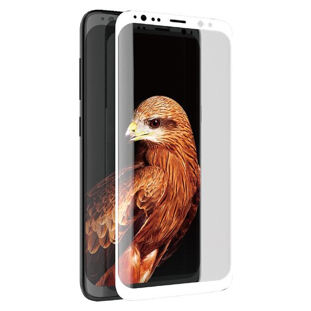 X-Doria Armor 3D Glass – grūdinto stiklo 9H ekrano apsauga, skirta Samsung Galaxy S8 (baltas kraštas)