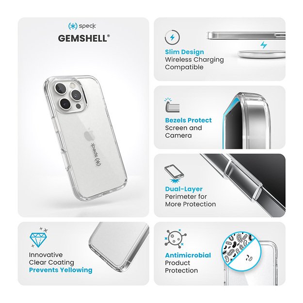 Speck Gemshell – dėklas, skirtas iPhone 16 Pro (aiškus) 6 Speck Gemshell – dėklas, skirtas iPhone 16 Pro (aiškus) 6