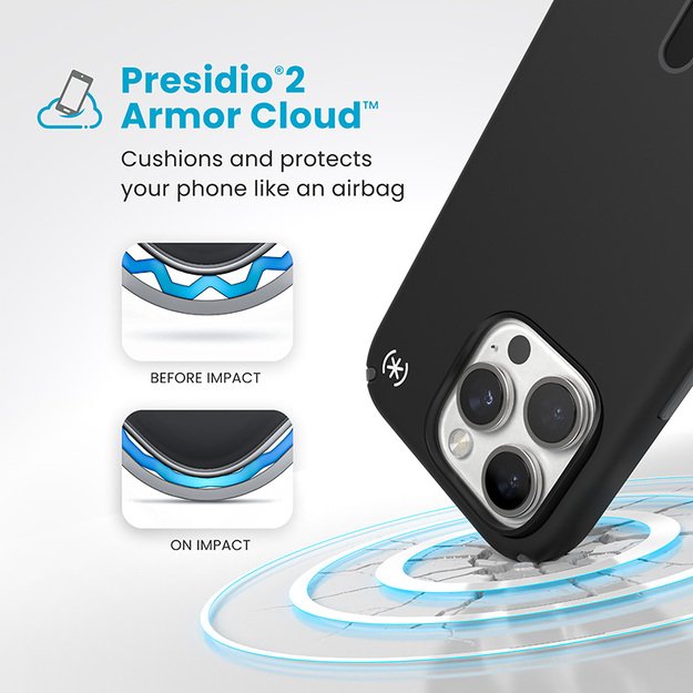 Speck Presidio2 Pro ClickLock & MagSafe – dėklas, skirtas iPhone 16 Pro (juodas / šiferio pilkas / baltas)