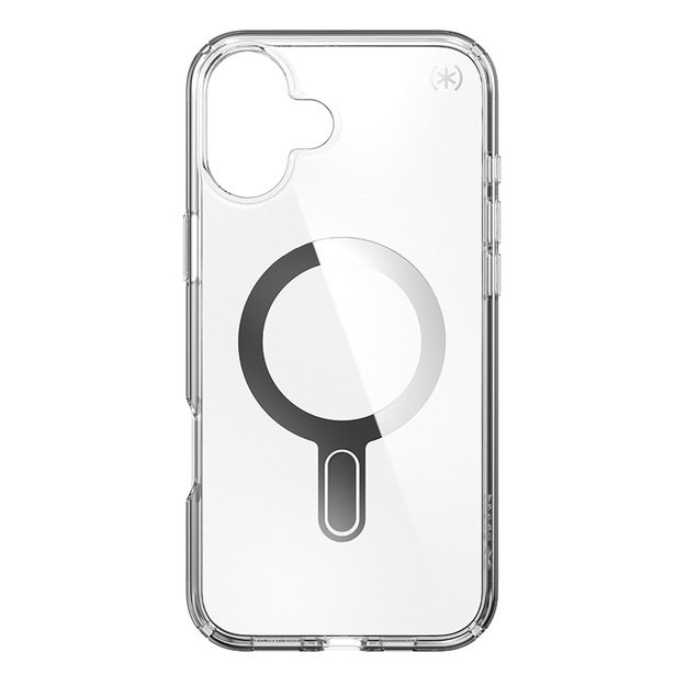 Speck Presidio Perfect-Clear ClickLock & MagSafe – dėklas, skirtas iPhone 16 Plus (skaidrus / chromo apdaila / ramus sidabras)