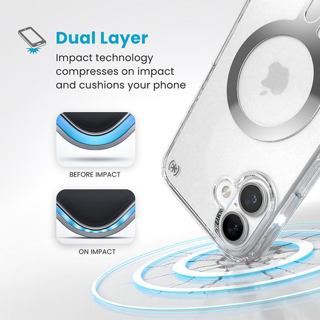 Speck Presidio Perfect-Clear ClickLock & MagSafe – dėklas, skirtas iPhone 16 Plus (skaidrus / chromo apdaila / ramus sidabras) 4
