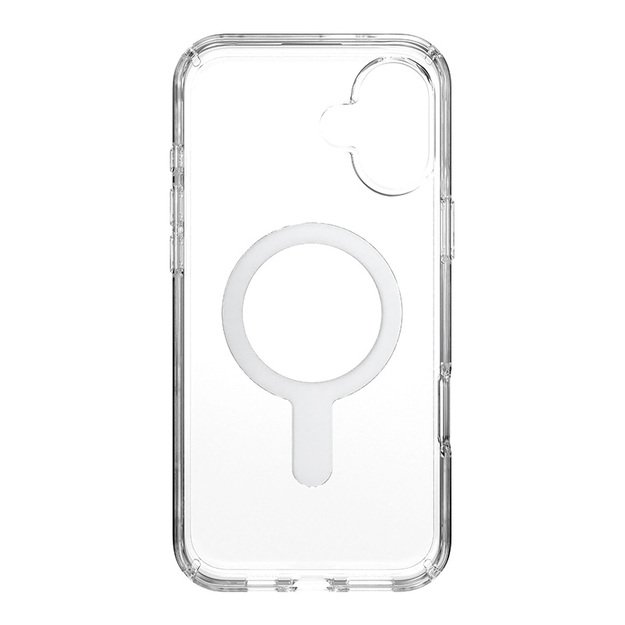 Speck Presidio Perfect-Clear ClickLock & MagSafe – dėklas, skirtas iPhone 16 Plus (skaidrus / chromo apdaila / ramus sidabras)