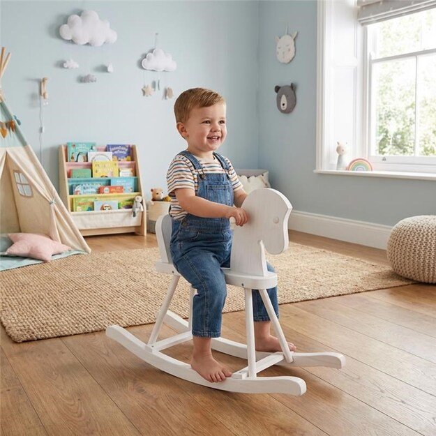 Wooden Rocking Horse for Children Baby Mix white