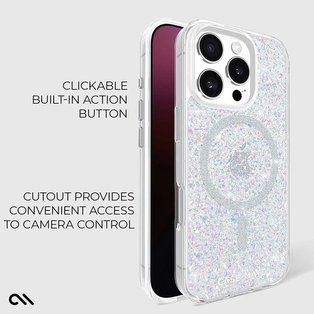 Case-Mate Twinkle MagSafe – dėklas, skirtas iPhone 16 Pro (diskoteka)