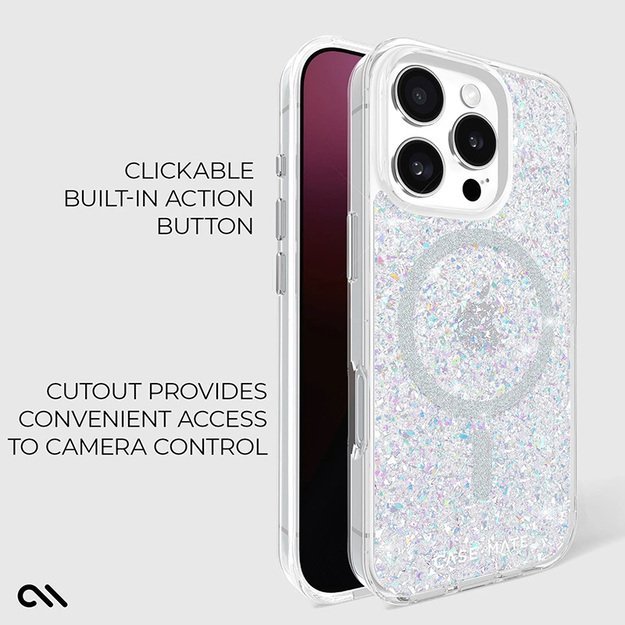 Case-Mate Twinkle MagSafe – dėklas, skirtas iPhone 16 Pro (diskoteka)