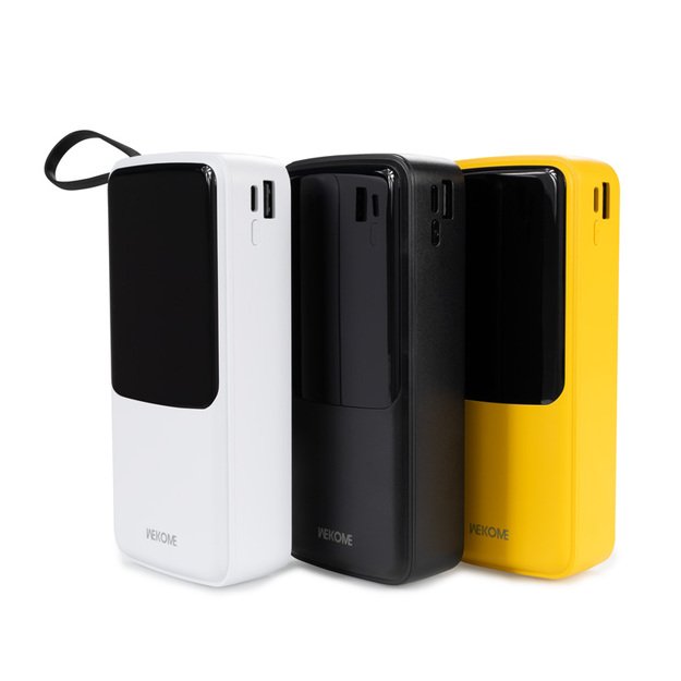 WEKOME WP-10 Pop Digital Series – 20000 mAh maitinimo blokas su įmontuotu USB-C / Lightning / Micro USB + USB-A laidu (baltas)