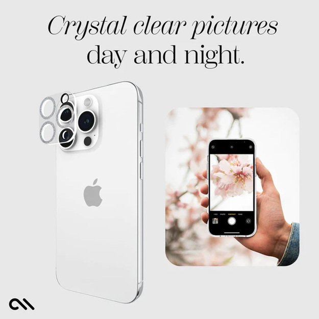 Case-Mate Sparkle Lens Protector – apsauginis stiklas, skirtas iPhone 15 Pro / iPhone 15 Pro Max kamerai (Twinkle)