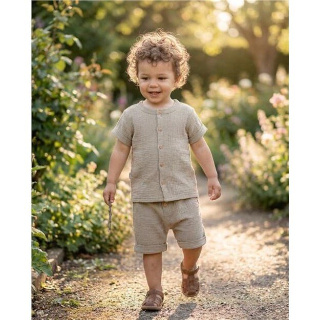 Baby Muslin Shirt with Shorts New Baby linen, 74 (6-9m)