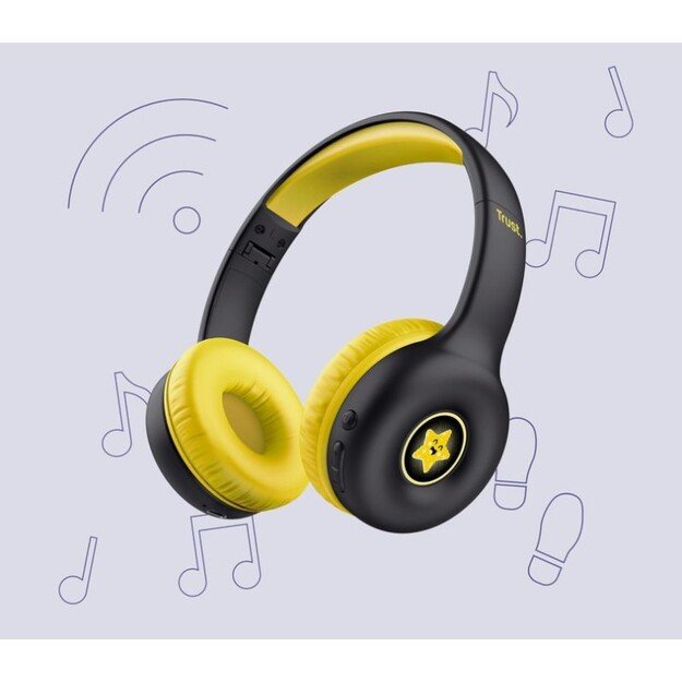 „Trust Nouna“ – belaidės „Bluetooth“ ant ausies uždedamos vaikų ausinės (juodos) 20
